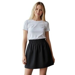 J. Crew Black Elastic Waist A-Line Skirt Size 00 Wool Blend Mini